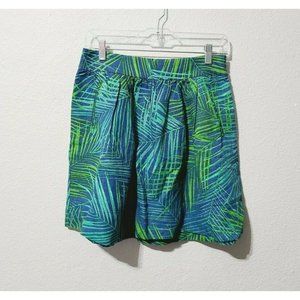 Banana Republic Printed Linen Blend Skirt Size 4 Petite Blue Green